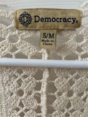 Democracy Crochet Lace cream cover up.